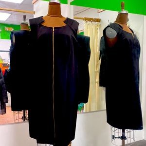 Calvin Klein black sheath dress with zipper detail